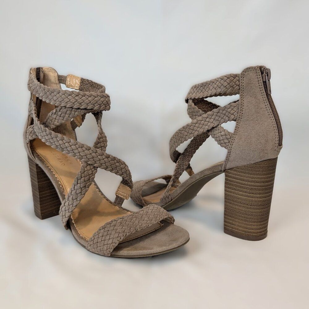 Lc Lauren Conrad Adventurine Taupe Block Heel San… - image 1